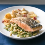 Crisp Salmon with Minted Broad Bean Salad