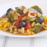 Flageolet Bean and Broccoli Provencal with a Sweet Potato Mash