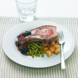 Pork Chops with Prunes, Garden Vegetables & Garlic Potatoes