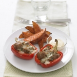 Red Pepper stuffed with Meatballs
