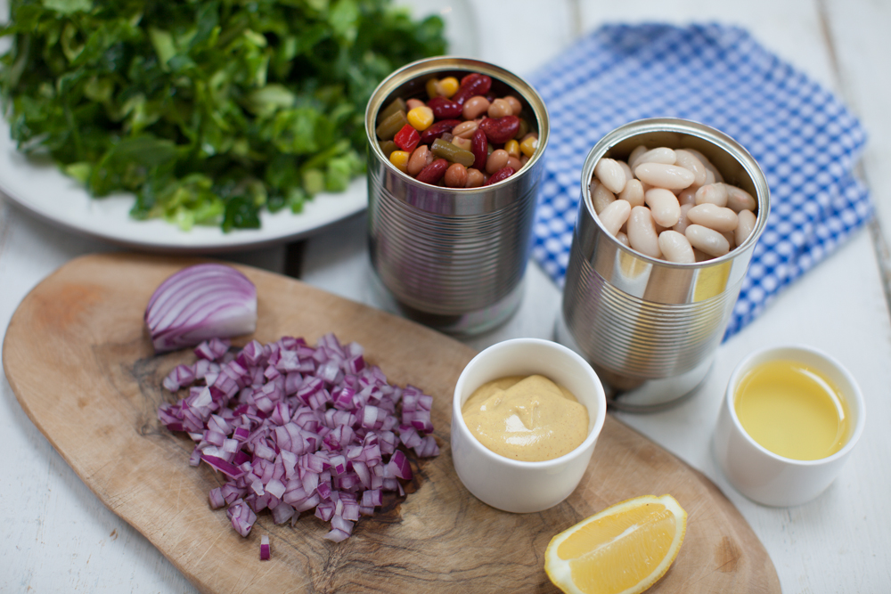 Warm Spring Greens and Mixed Bean Salad