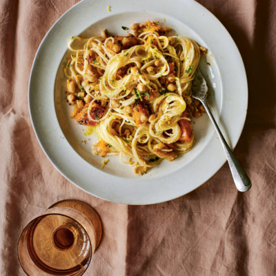 Roasted chickpeas & squash pasta