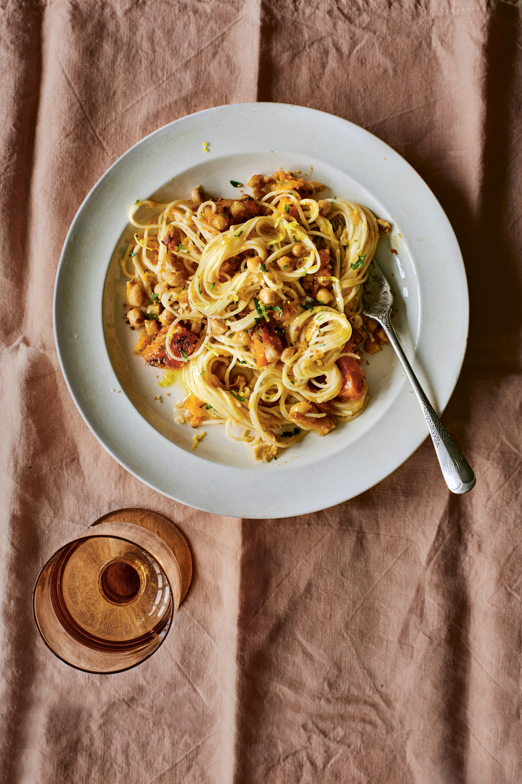 Roasted chickpeas & squash pasta