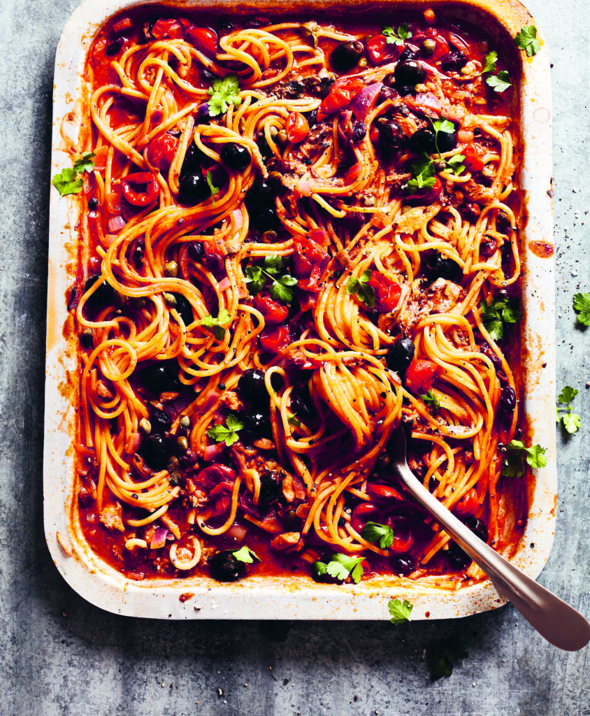 Tray-baked Spaghetti Puttanesca